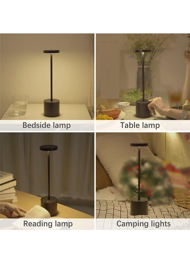 Cordless Table Lamps USB Rechargeable Simplicity Desk Lamp Built-in 1800mAh Battery LED Battery Operated lamp with Touch Control Table lamp Bedroom Desk Reading Patio(Black) - Image 5