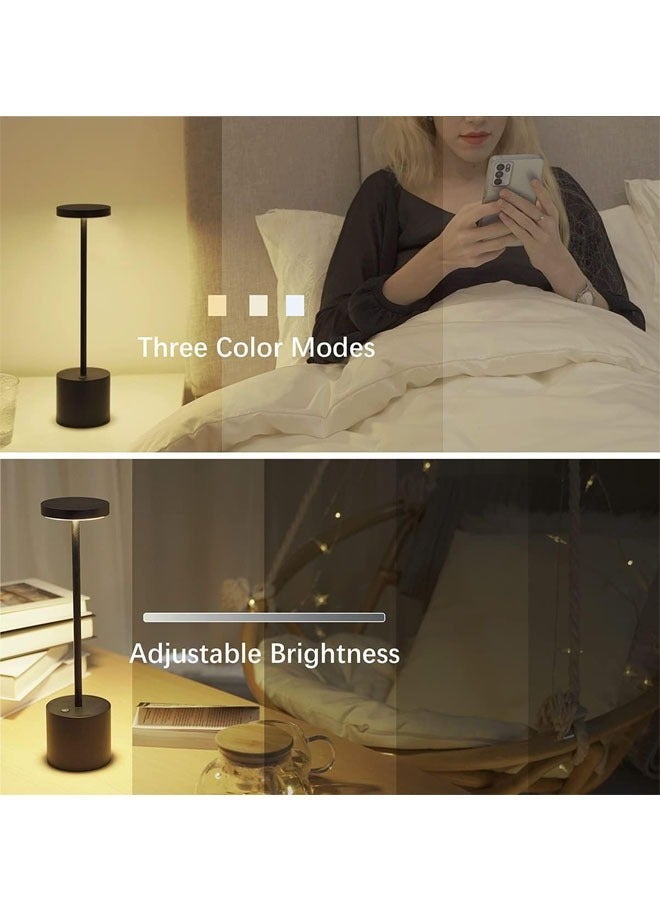 Cordless Table Lamps USB Rechargeable Simplicity Desk Lamp Built-in 1800mAh Battery LED Battery Operated lamp with Touch Control Table lamp Bedroom Desk Reading Patio(Black) - Image 4
