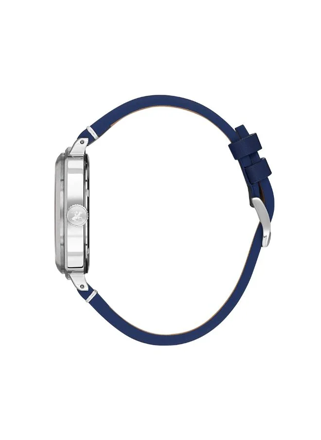 BEVERLY HILLS POLO CLUB BEVERLY HILLS POLO CLUB BP3732X.399 Men's Analog Display Watch & Leather Strap Dark Blue