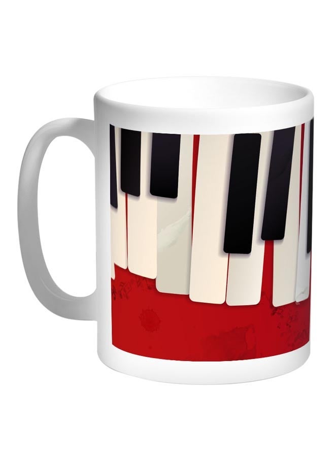 RYN Piano Printed Coffee Mug White/Red/Black 11ounce
