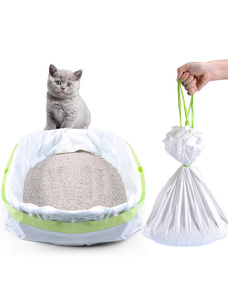 PETOCAT Cat Litter Liners Large, Jumbo Drawstring Extra Durable Pet Cat Pan Liners Extra-Thick Kitty Litter Box Bag-24 Count 36" x 19" - Image 1