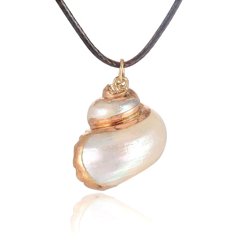 FM FM42 Natural Seashell Shell Scallop Conch Pendant Necklace (Style 5) - Image 1