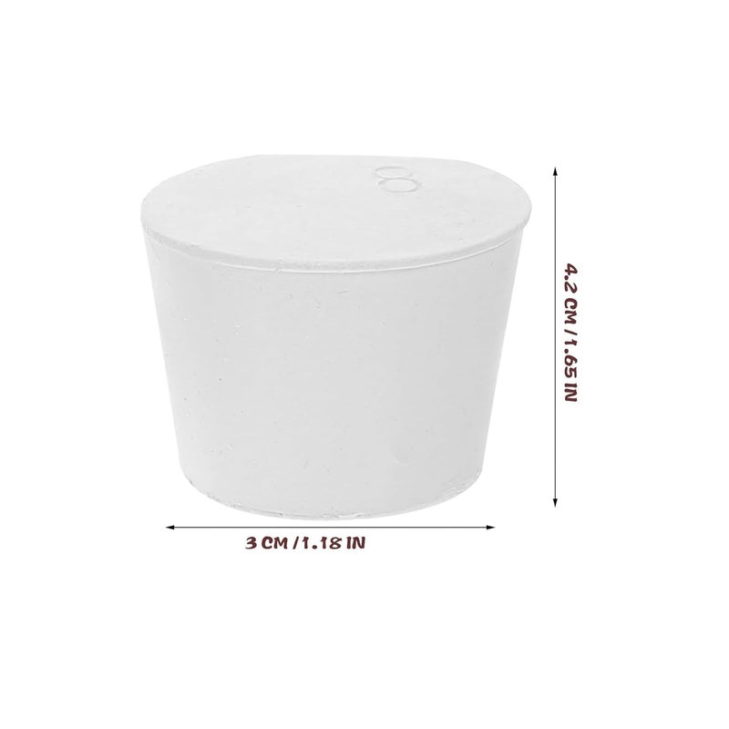 Amosfun 26pcs Assorted Solid White Rubber Stoppers for Laboratory Test Tubes, Sizes 000# to 8#, Sealing Plugs for Test Tube and Flask, Sturdy Lab Consumables with Hole and Non-Hole Options - Image 2