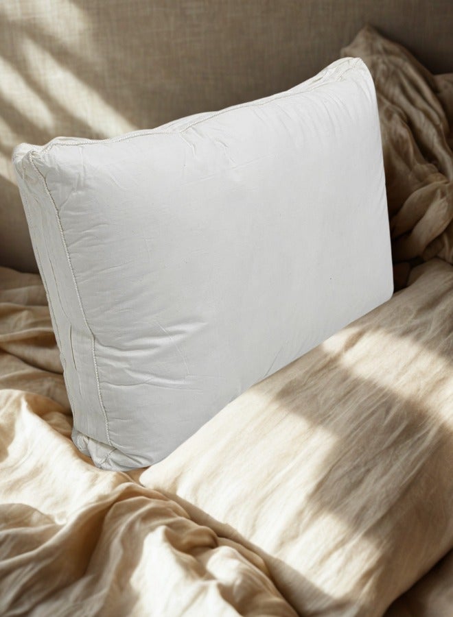 SMART HOME A comfortable and luxurious quilted cotton pillow made of 100% cotton fabric and filled with two layers of microfiber and memory foam. Natural cotton sleeping pillow, high-quality hotel pillow (size 75 x 50 + 6 cm) and weighing 1800 grams  - Image 2