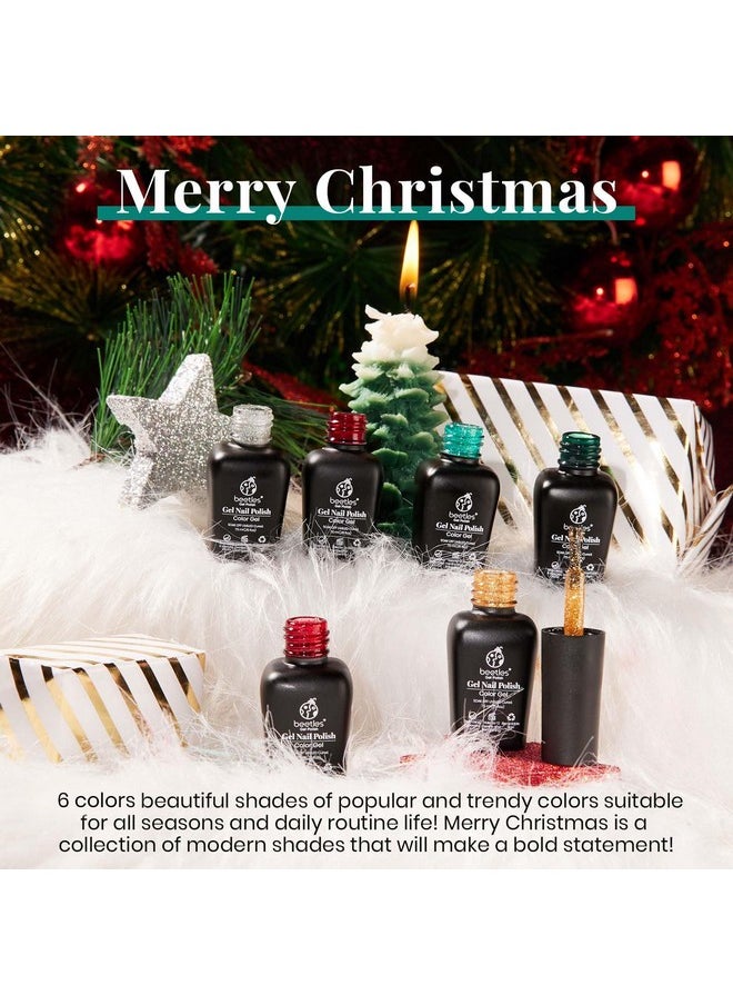 beetles Gel Polish - Beetles Gel Nail Polish, Red Sparkle Green Glitter Gold Silver Winter Gel Polish Dark Green Dark Red Gel Polish Kits Soak Off Nail Lamp Uv LED Cured for Nail Art Design for Women - Image 1