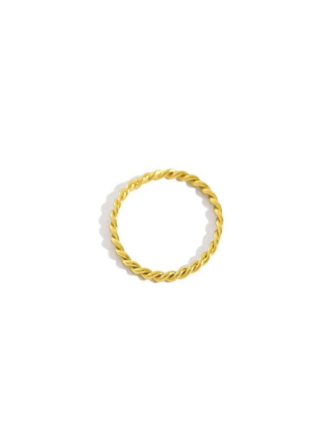 Lantine Thin Twist Ring 925 Sterling Silver Braided Infinity Twisted Gold Stacking Friendship Pinky Knuckle Band Ring Size 2.5 - Image 2