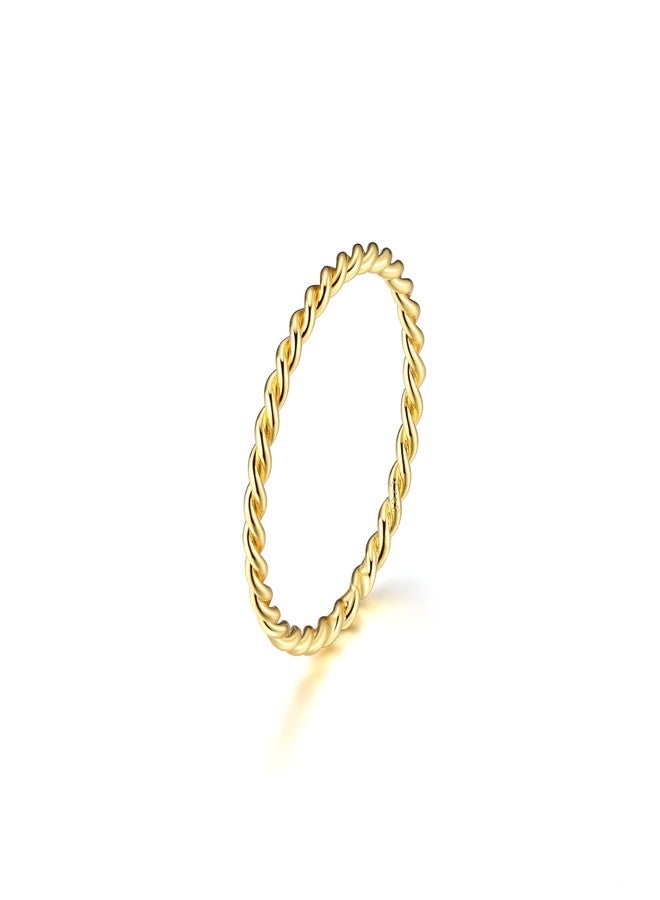 Lantine Thin Twist Ring 925 Sterling Silver Braided Infinity Twisted Gold Stacking Friendship Pinky Knuckle Band Ring Size 2.5 - Image 1