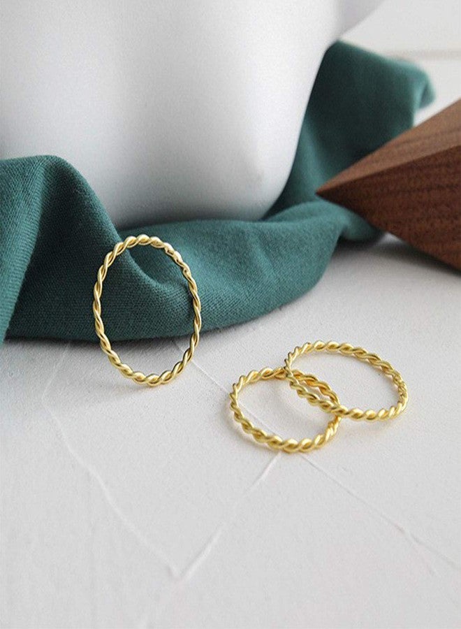 Lantine Thin Twist Ring 925 Sterling Silver Braided Infinity Twisted Gold Stacking Friendship Pinky Knuckle Band Ring Size 2.5 - Image 4