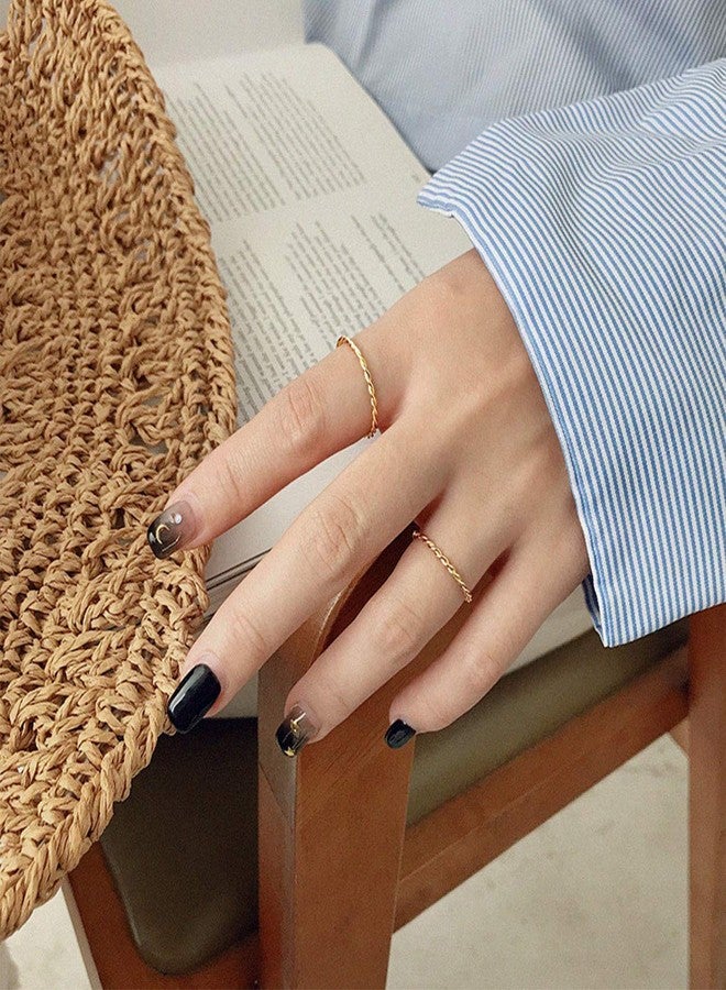 Lantine Thin Twist Ring 925 Sterling Silver Braided Infinity Twisted Gold Stacking Friendship Pinky Knuckle Band Ring Size 2.5 - Image 3