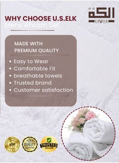 U.S. ELK Hajj/Umrah Towels | Premium Cotton Mens Ahram Set | Odor-Free, Quick-Drying, Lightweight Ahram Set  - Image 5