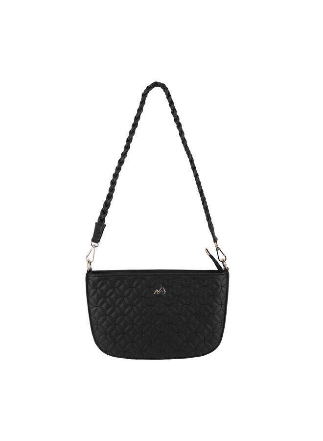 Metro Black Faux Leather Premium Zipper Casual Sling Bag For Women - Image 1
