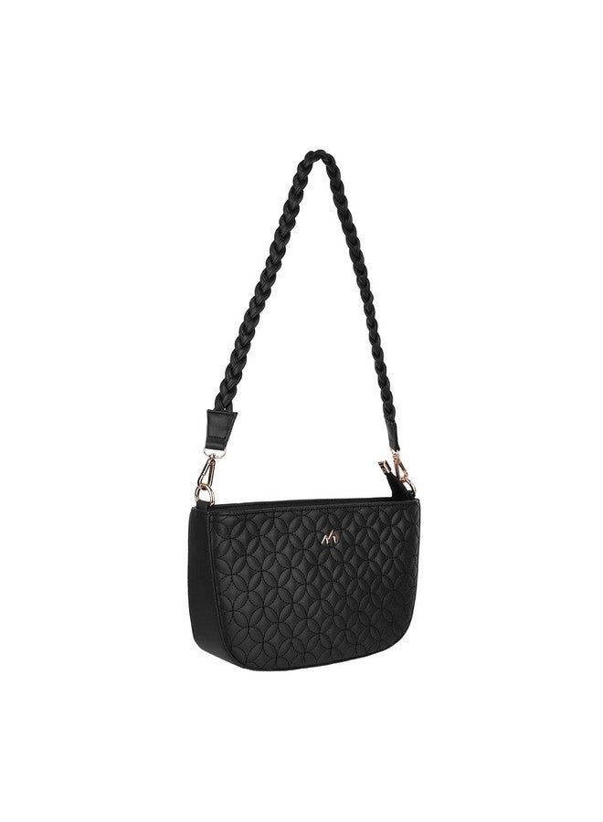 Metro Black Faux Leather Premium Zipper Casual Sling Bag For Women - Image 5