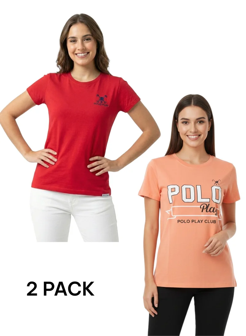 بولو بلاي  Multipack Graphic Print T-Shirt for WOMEN