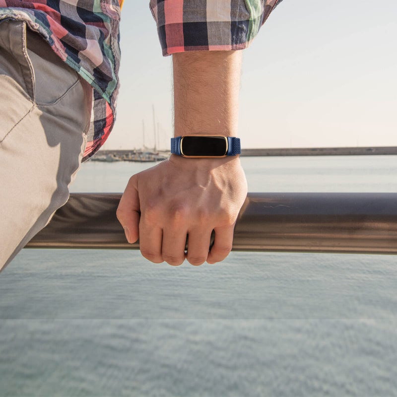 Vanjua Metal Band for Fitbit Luxe Bands Women Men, Stainless Steel Mesh Loop Adjustable Magnetic Wristband Replacement Strap Compatible with Fitbit Luxe Fitness and Wellness Tracker (Sapphire Blue) - Image 5