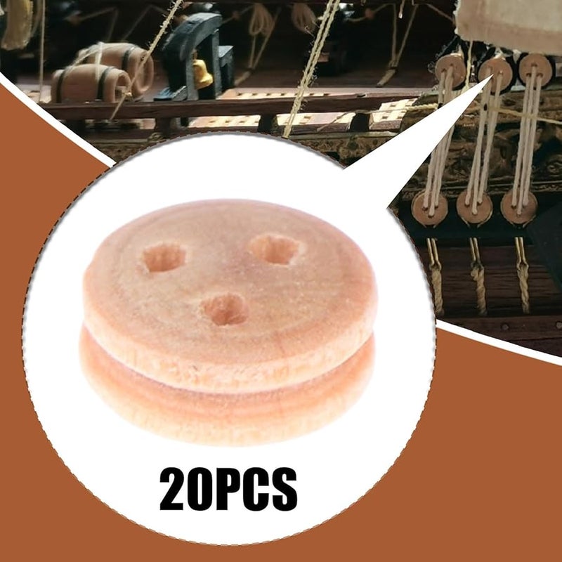 4 مم عدة كتل بكرة خشبية 20x كتل صغيرة لطرازات السفن الكلاسيكية للقوارب الشراعية - Image 4