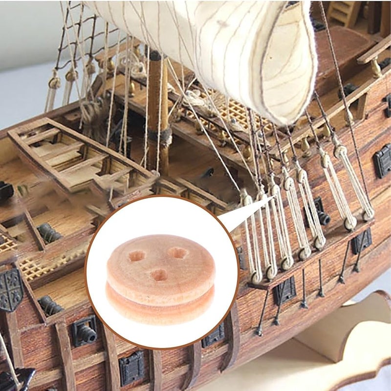 4 مم عدة كتل بكرة خشبية 20x كتل صغيرة لطرازات السفن الكلاسيكية للقوارب الشراعية - Image 3