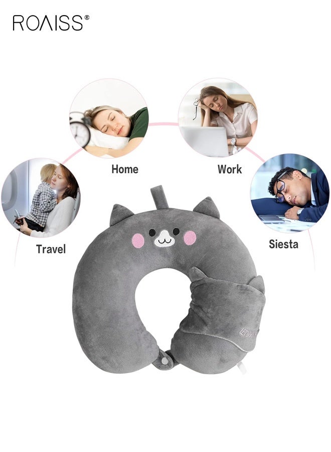 roaiss Cartoon U-Shaped Memory Foam Neck Pillow Features Slow Rebound Memory Foam Perfect for Airplane Travel, Office Naps and Long Trips, Provides Optimal Neck Support and Pressure Relief Lightweight and Portable - Image 4