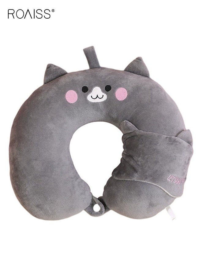 roaiss Cartoon U-Shaped Memory Foam Neck Pillow Features Slow Rebound Memory Foam Perfect for Airplane Travel, Office Naps and Long Trips, Provides Optimal Neck Support and Pressure Relief Lightweight and Portable - Image 1