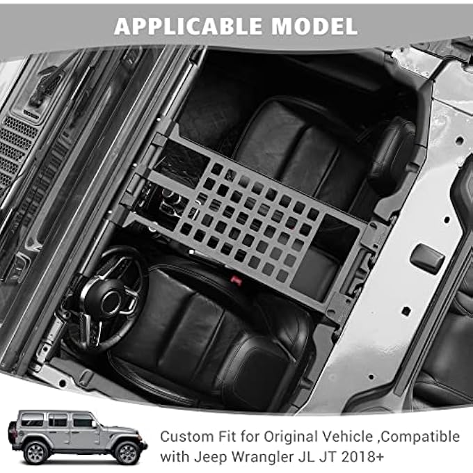 rayihni Compatible with Jeep Wrangler JL JLU 2018-2024, Hard Top Molle Panel Cargo Rack Metal Roof Shelf Luggage Storage Carrier - Image 2
