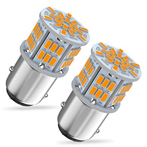 Melphan-Auto MelphanAuto 1157 Led Amber Light Bulb 12V24V 1157 7528 2357 2057 BAY15D LED Replacement Light Bulb for Brake Light Tail Light for Car RV Trailer Boat 54SMD 3014 Chipset 2PCS - Image 1