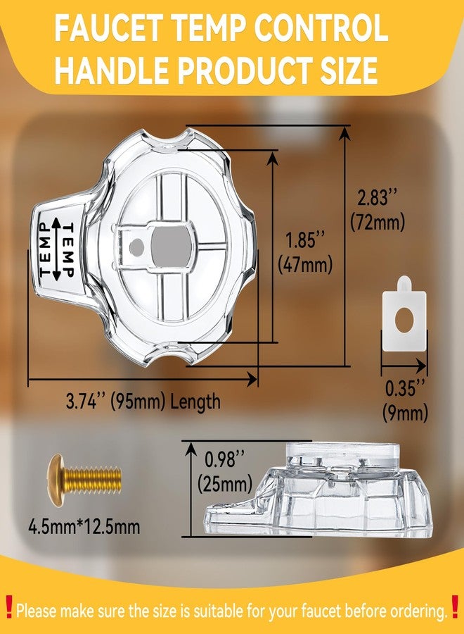 Dreyoo Compatible with MXT11 Temperature and Volume Handles Compatible with Mixet Tub and Shower Knob Replacement Shower Volume Control Handle Bathtub Temperature Control(Clear Acrylic,2 Set) - Image 4