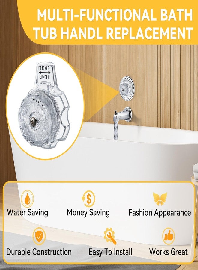 Dreyoo Compatible with MXT11 Temperature and Volume Handles Compatible with Mixet Tub and Shower Knob Replacement Shower Volume Control Handle Bathtub Temperature Control(Clear Acrylic,2 Set) - Image 5