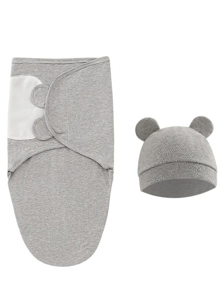 MIXDE Baby Swaddle Sleep Sack with Hat Set for 0-3 months 3-Pack Soft Cotton Newborn Wearable Swaddle Wrap for Girls Boys  - Image 2
