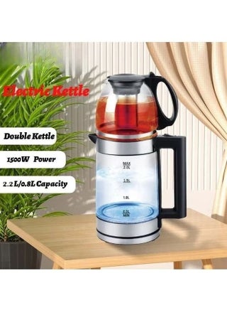 غلاية كهربائية DENX 1500 واط 2 في 1 مع فلتر شاي قابل للإزالة، سعة 1.8 لتر غلاية و1.0 لتر إبريق شاي - view 4
