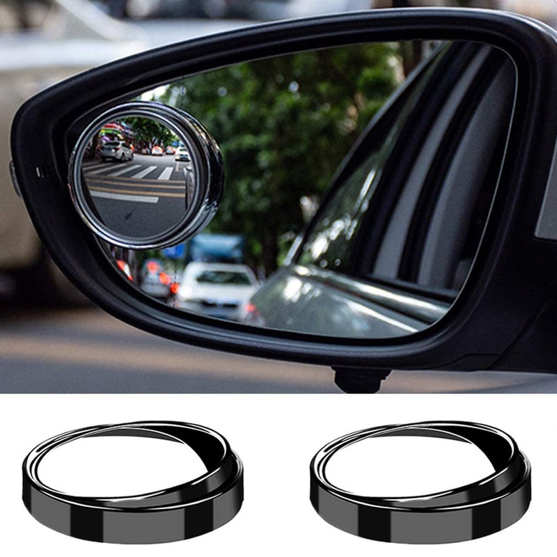 2PCS Mini Small Blind Spot Mirror 15740mm Round HD Glass Convex Rear View MirrorStrong Adhesive Mirror for Car Van SUV and Trucks 191640mm Black frame