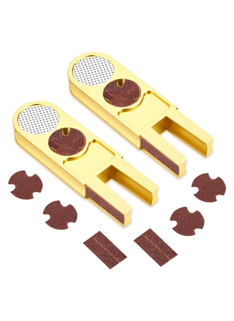 2 Pcs Billiards Pool Cue Tip Shaper Tool U Shaped Cue Tip Scuffer Burnisher Metal Cue Tip Sander Cue Stick Tool U Shaped Multi Functional Cue Tip Trimmers Tapper with Sandpaper