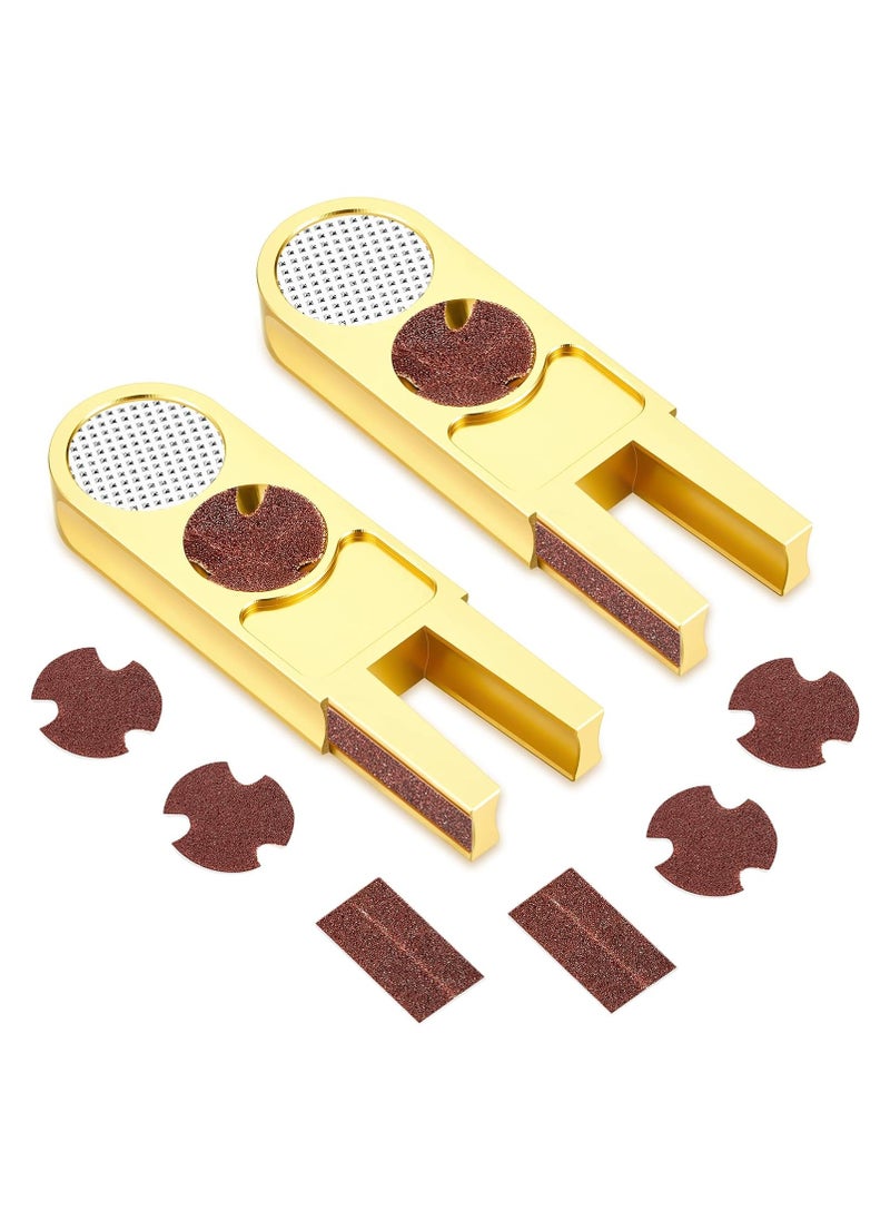 Captaintech 2 Pcs Billiards Pool Cue Tip Shaper Tool U Shaped Cue Tip Scuffer Burnisher Metal Cue Tip Sander Cue Stick Tool U Shaped Multi Functional Cue Tip Trimmers Tapper with Sandpaper  - Image 1
