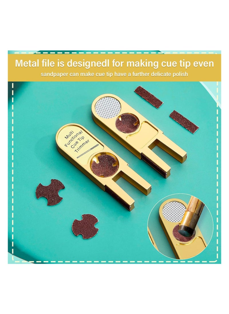 Captaintech 2 Pcs Billiards Pool Cue Tip Shaper Tool U Shaped Cue Tip Scuffer Burnisher Metal Cue Tip Sander Cue Stick Tool U Shaped Multi Functional Cue Tip Trimmers Tapper with Sandpaper  - Image 3