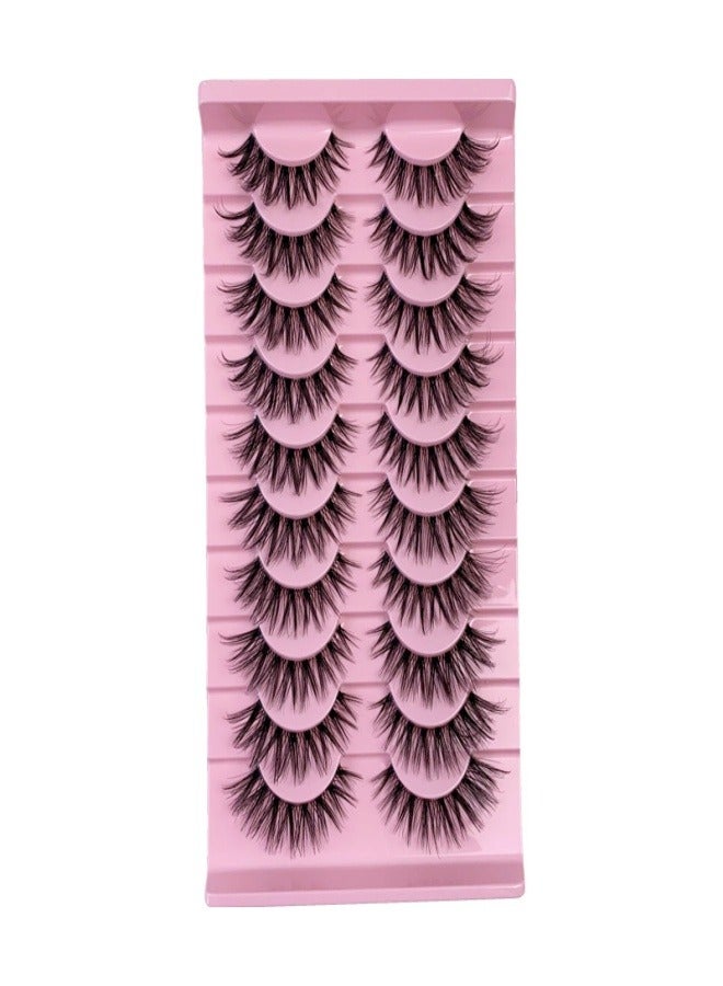 Generic （10 Pairs ）Soft Curly False  Lashes，Reusable Natural Eyelash Simulation Curl False Eyelash Natural Look Fluffy Cat Eye Wispy Lashes for Make up  - Image 2