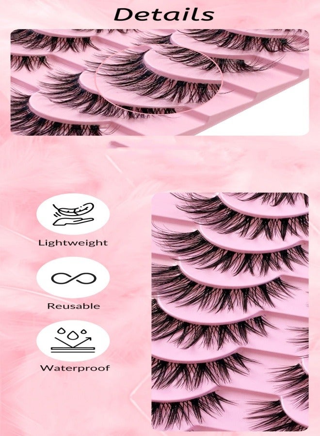 Generic （10 Pairs ）Soft Curly False  Lashes，Reusable Natural Eyelash Simulation Curl False Eyelash Natural Look Fluffy Cat Eye Wispy Lashes for Make up  - Image 5