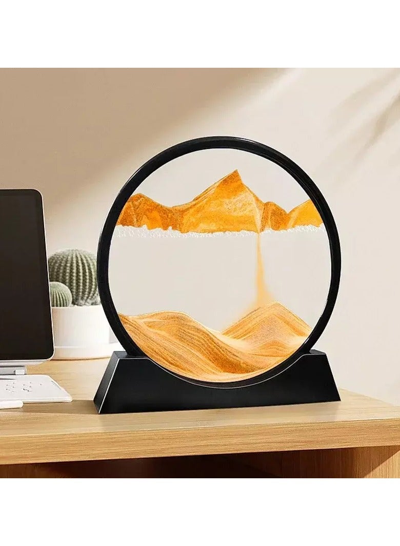 Moving Sand Art Frame LED Landscape Lamp Hourglass Night Light Mountain Lamp With Metal Stand - Image 1