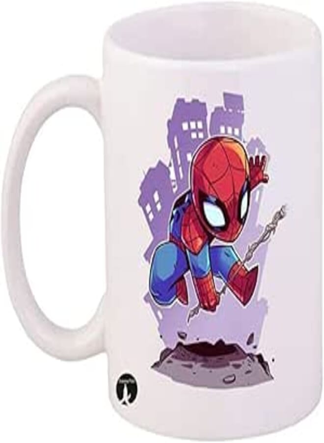 PRINTED Design/Spiderman Mug White/Red Purple 11ounce