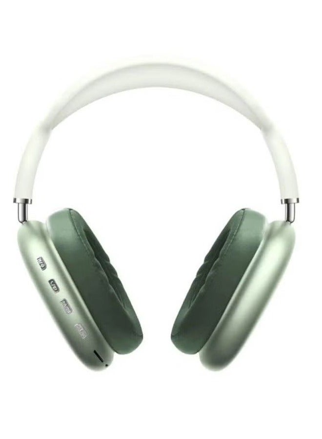 BSNL P9 Bluetooth Wireless Headset – Over-Ear Headphones with Built-In Mic, Noise-Canceling, Stereo Sound, Comfortable Ear Cushions, Long Battery Life, and Wireless Connectivity – Perfect for Gaming, Calls, Music & Travel green /white  - Image 4