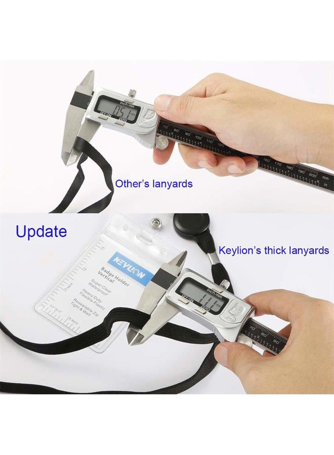 KEYLION Cruise Lanyard with ID Holder Sets (Black,3 Pack)- Flat ID Lanyard with Retractable Badge Reel & Heavy Duty Clear Vertical ID Card Name Badge Holder - Image 3