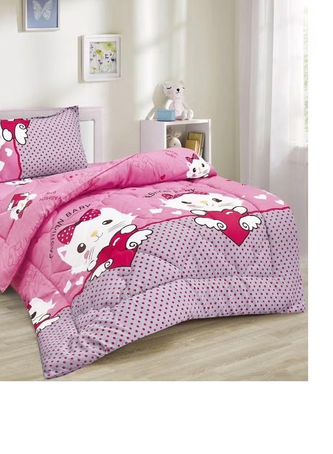 مينج لي لحاف سرير أطفال مقاس مفرد 3 قطع، يتضمن لحاف و ملاءة سرير وغطاء وسادة نوم و غطاء، لحاف خفيف الوزن ويستخدم على الاتجاهين، مناسب لجميع الفصول - Image 2