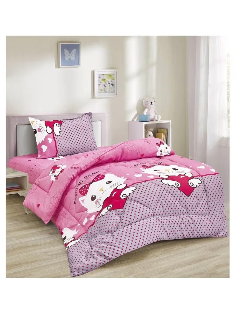 مينج لي لحاف سرير أطفال مقاس مفرد 3 قطع، يتضمن لحاف و ملاءة سرير وغطاء وسادة نوم و غطاء، لحاف خفيف الوزن ويستخدم على الاتجاهين، مناسب لجميع الفصول - Image 1