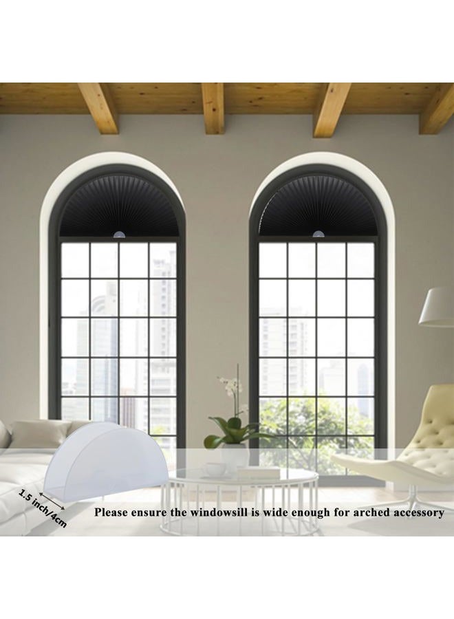 Maritown Arch Window Shade Half Circle Arched Non-Woven Stick on Cut to Size self Adhesive Light Filtering Half Moon Round Window Covering Pleated Blinds for Front Door (1, Black, 36 x 18 Inches) - Image 3