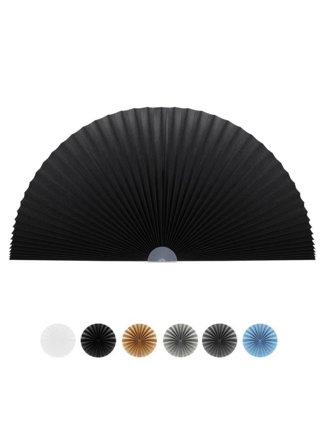Maritown Arch Window Shade Half Circle Arched Non-Woven Stick on Cut to Size self Adhesive Light Filtering Half Moon Round Window Covering Pleated Blinds for Front Door (1, Black, 36 x 18 Inches) - Image 1