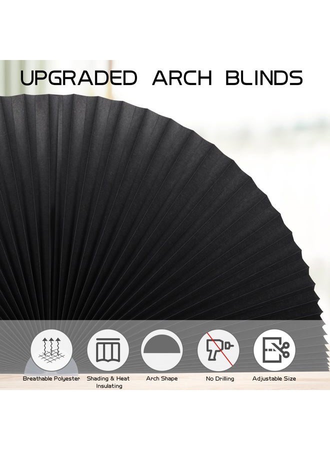Maritown Arch Window Shade Half Circle Arched Non-Woven Stick on Cut to Size self Adhesive Light Filtering Half Moon Round Window Covering Pleated Blinds for Front Door (1, Black, 36 x 18 Inches) - Image 5