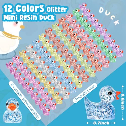 GOKUPOK 120 Pcs Glitter Mini Resin Ducks 12 Colors Little Duck Figures Tiny Ducks for DIY Garden Micro Landscape Aquarium Potted Dollhouse Decoration Decor - Image 5
