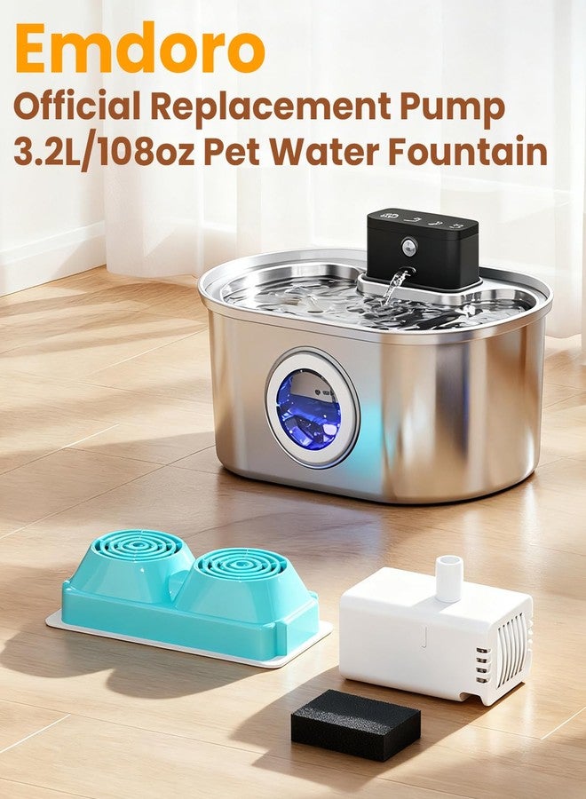 Emdoro Cat Water Fountain Water Pump - Ultra Quiet Replacement Pump for 3.2L/108oz Cordless Cat Fountain Automatic Pet Water Dispenser - Image 4