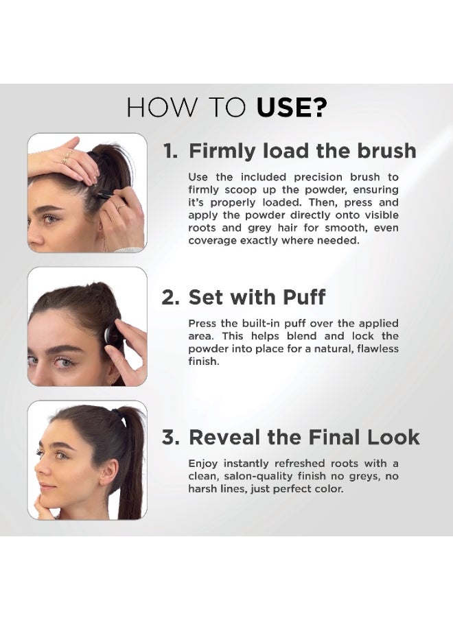 Thick Fiber THICK FIBER Root Touch Up Powder, (Dark Brown) Root Cover Up Hairline Powder for Thin Hair - Water & Sweat Resistant Hair Loss Concealer Set with Hair Powder for Thinning Hair Women, Includes Brush  - Image 4