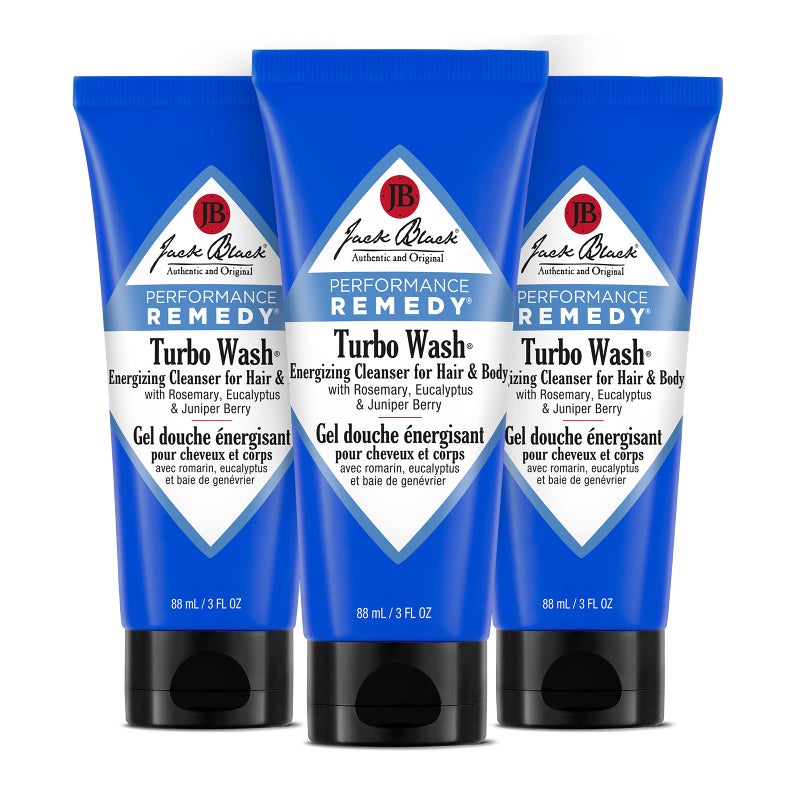 Jack Black Turbo Wash Energizing Body & Hair Cleanser, 3 Fl Oz â€“ Rosemary, Eucalyptus & Juniper Berry â€“ Mens Body Wash, Mens Shampoo, Hair Care, Dual-Purpose Body Wash Men, Sulfateâ€“Free, Pack of 3 - Image 1
