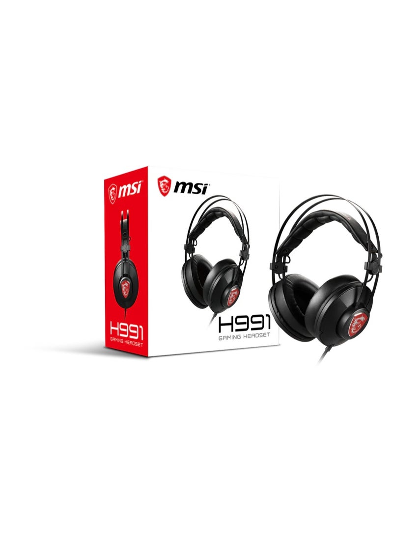 MSI H991 Wired Gaming Headset, Built-in Mic, Noise Cancellation, In-line Control, Ergo Design, Adjustable Headband for PC, PS4, PS5, Xbox One, Switch, Notebook/Mobile - Image 1
