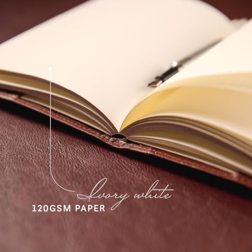 Leatherpress Luxury Leather Refillable Journal/Writing Notebook for Men & Women, Reusable Full-grain Leather Cover, 120gsm Thick Paper, Blank, Dotted, Lined Refills - Image 4