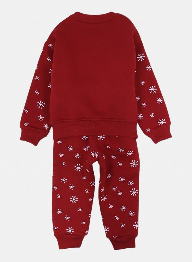 اوركيدز طقم بيجامة قطن للبنات – خمري بتصميم "دعها تثلج" - Image 2